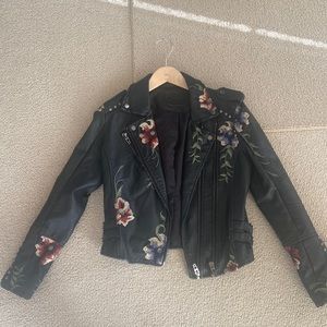 Floral blank NYC leather jacket